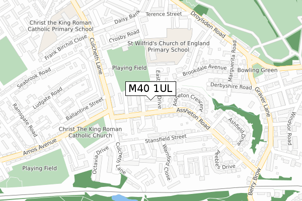 M40 1UL map - large scale - OS Open Zoomstack (Ordnance Survey)