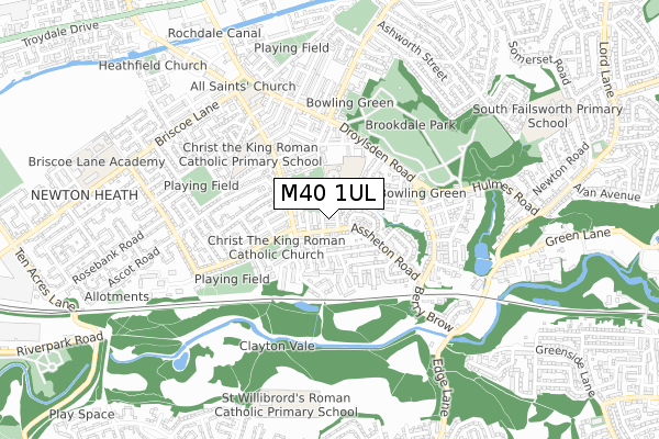 M40 1UL map - small scale - OS Open Zoomstack (Ordnance Survey)