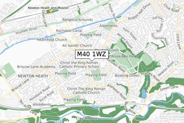 M40 1WZ map - small scale - OS Open Zoomstack (Ordnance Survey)