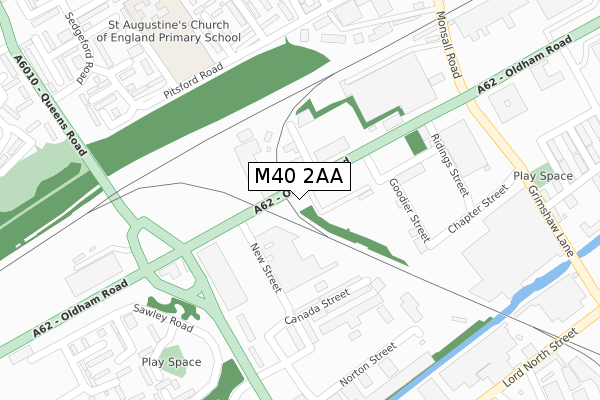 M40 2AA map - large scale - OS Open Zoomstack (Ordnance Survey)