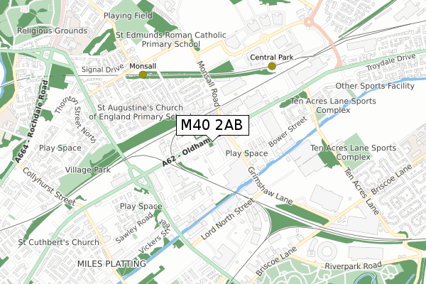 M40 2AB map - small scale - OS Open Zoomstack (Ordnance Survey)