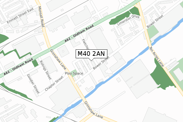 M40 2AN map - large scale - OS Open Zoomstack (Ordnance Survey)