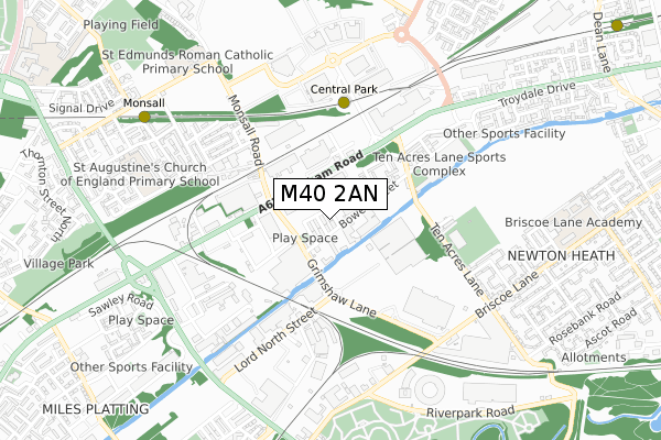 M40 2AN map - small scale - OS Open Zoomstack (Ordnance Survey)