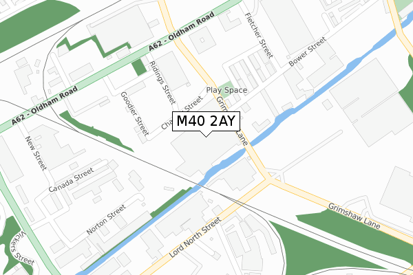 M40 2AY map - large scale - OS Open Zoomstack (Ordnance Survey)