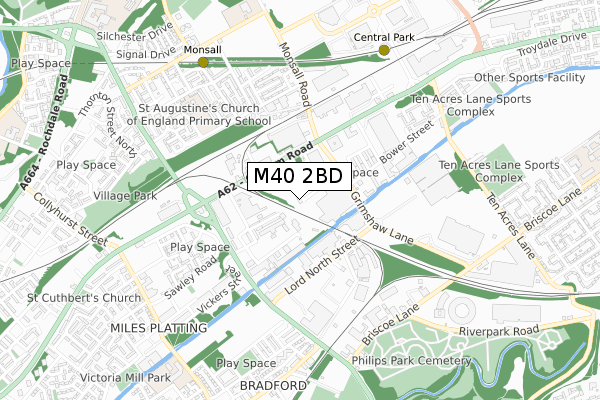 M40 2BD map - small scale - OS Open Zoomstack (Ordnance Survey)