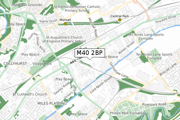 M40 2BP map - small scale - OS Open Zoomstack (Ordnance Survey)