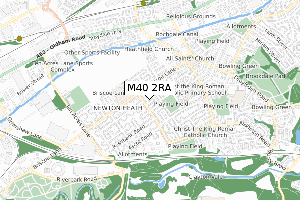 M40 2RA map - small scale - OS Open Zoomstack (Ordnance Survey)