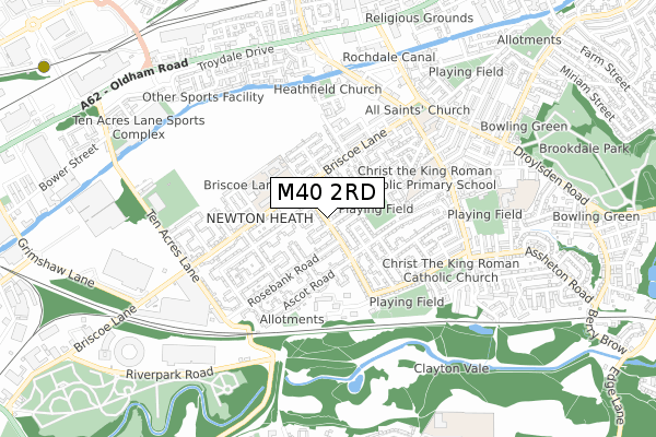 M40 2RD map - small scale - OS Open Zoomstack (Ordnance Survey)