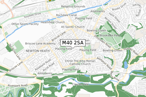 M40 2SA map - small scale - OS Open Zoomstack (Ordnance Survey)