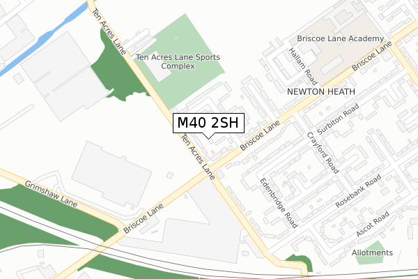 M40 2SH map - large scale - OS Open Zoomstack (Ordnance Survey)