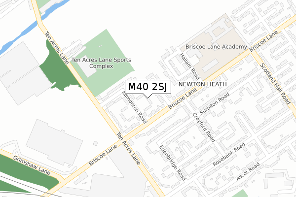 M40 2SJ map - large scale - OS Open Zoomstack (Ordnance Survey)