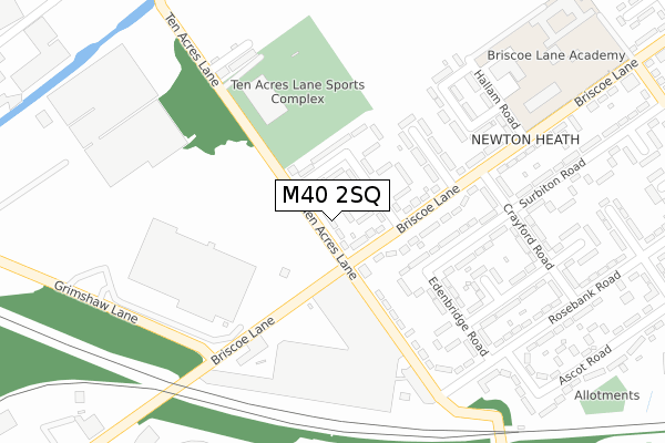 M40 2SQ map - large scale - OS Open Zoomstack (Ordnance Survey)