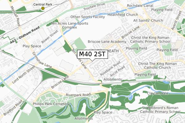 M40 2ST map - small scale - OS Open Zoomstack (Ordnance Survey)