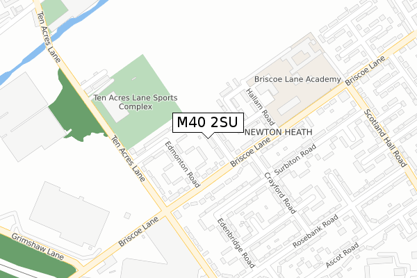 M40 2SU map - large scale - OS Open Zoomstack (Ordnance Survey)