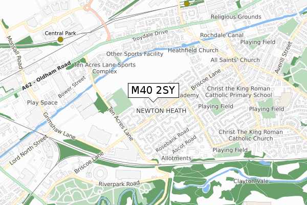 M40 2SY map - small scale - OS Open Zoomstack (Ordnance Survey)