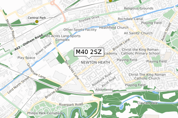 M40 2SZ map - small scale - OS Open Zoomstack (Ordnance Survey)