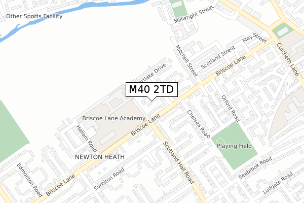 M40 2TD map - large scale - OS Open Zoomstack (Ordnance Survey)