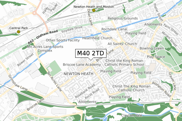 M40 2TD map - small scale - OS Open Zoomstack (Ordnance Survey)