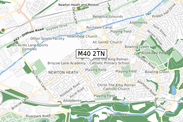 M40 2TN map - small scale - OS Open Zoomstack (Ordnance Survey)