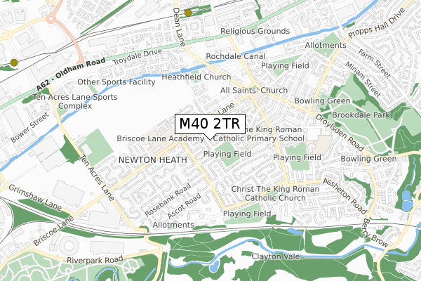 M40 2TR map - small scale - OS Open Zoomstack (Ordnance Survey)