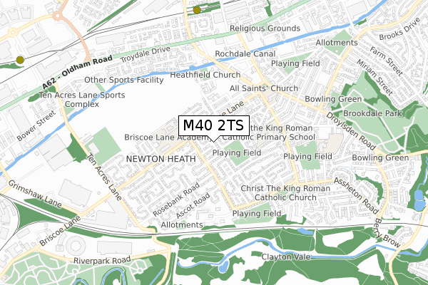 M40 2TS map - small scale - OS Open Zoomstack (Ordnance Survey)