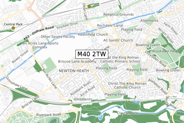 M40 2TW map - small scale - OS Open Zoomstack (Ordnance Survey)