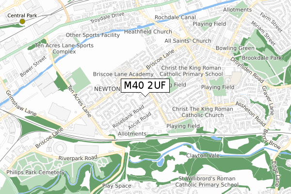 M40 2UF map - small scale - OS Open Zoomstack (Ordnance Survey)