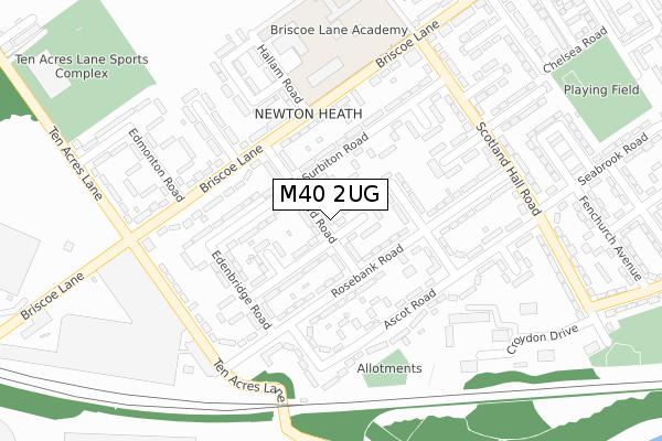 M40 2UG map - large scale - OS Open Zoomstack (Ordnance Survey)