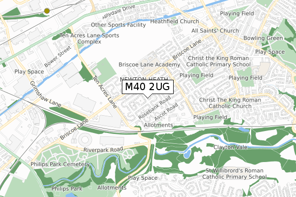 M40 2UG map - small scale - OS Open Zoomstack (Ordnance Survey)