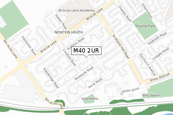 M40 2UR map - large scale - OS Open Zoomstack (Ordnance Survey)