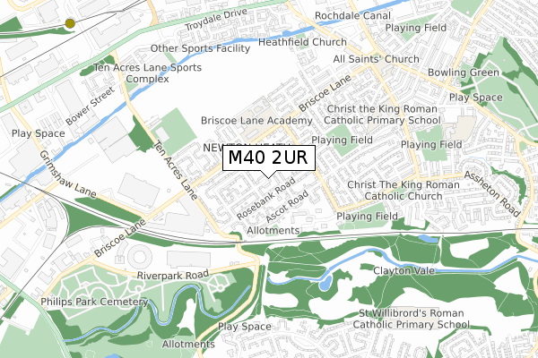 M40 2UR map - small scale - OS Open Zoomstack (Ordnance Survey)