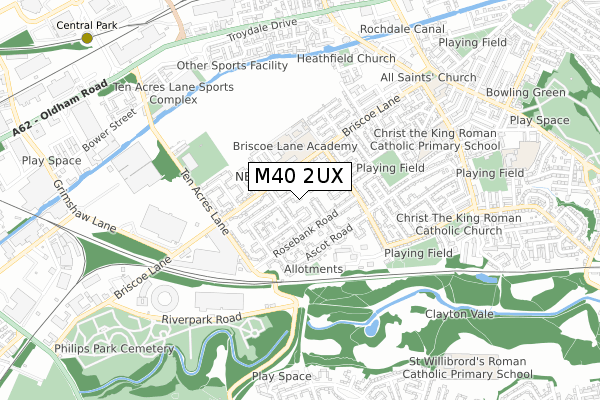 M40 2UX map - small scale - OS Open Zoomstack (Ordnance Survey)