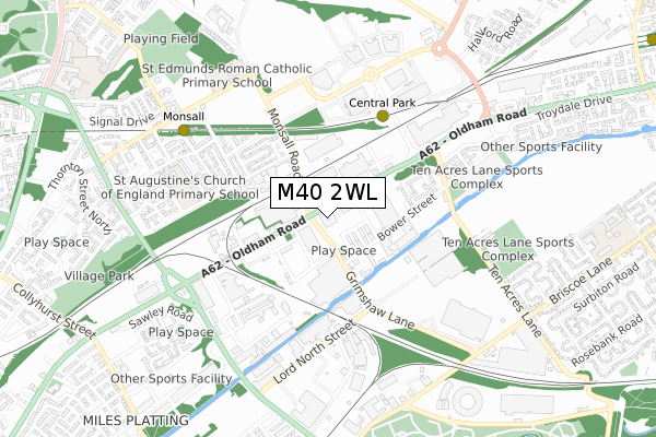 M40 2WL map - small scale - OS Open Zoomstack (Ordnance Survey)