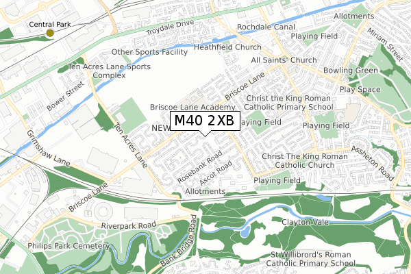 M40 2XB map - small scale - OS Open Zoomstack (Ordnance Survey)