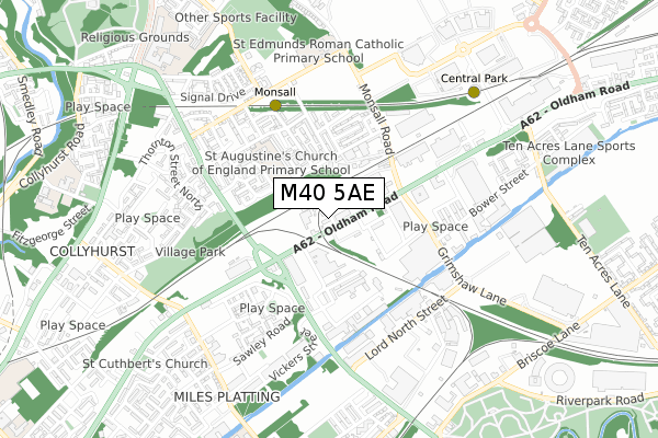 M40 5AE map - small scale - OS Open Zoomstack (Ordnance Survey)