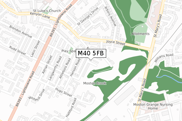 M40 5FB map - large scale - OS Open Zoomstack (Ordnance Survey)