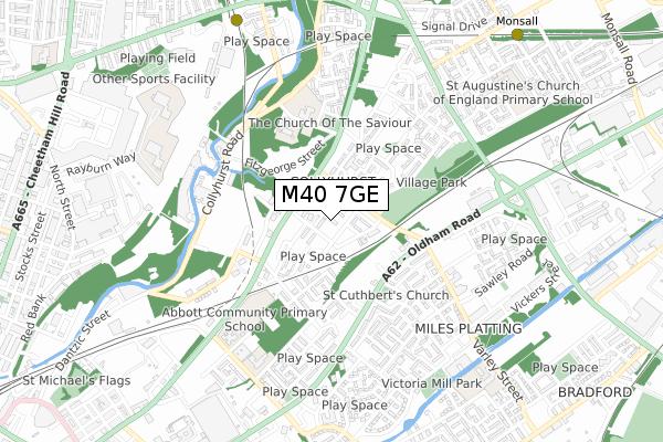 M40 7GE map - small scale - OS Open Zoomstack (Ordnance Survey)