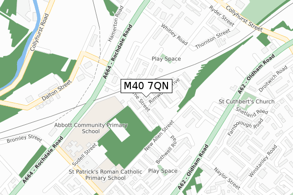 M40 7QN map - large scale - OS Open Zoomstack (Ordnance Survey)