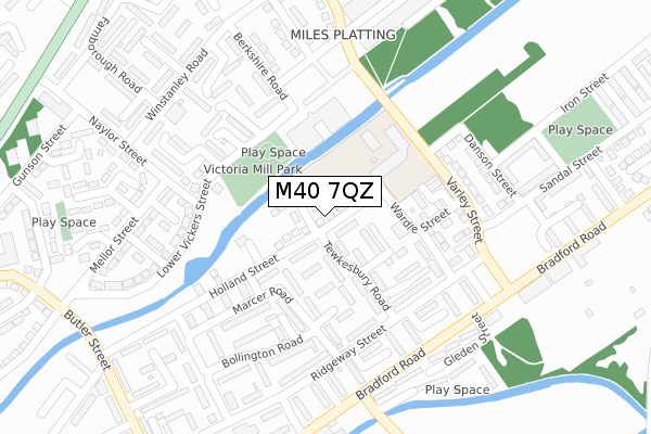 M40 7QZ map - large scale - OS Open Zoomstack (Ordnance Survey)