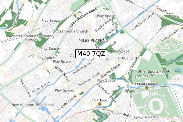 M40 7QZ map - small scale - OS Open Zoomstack (Ordnance Survey)