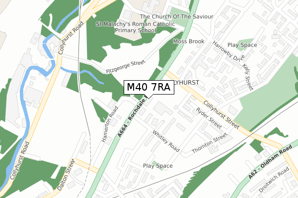 M40 7RA map - large scale - OS Open Zoomstack (Ordnance Survey)