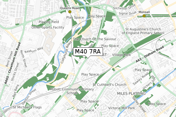 M40 7RA map - small scale - OS Open Zoomstack (Ordnance Survey)