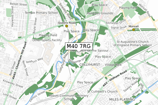 M40 7RG map - small scale - OS Open Zoomstack (Ordnance Survey)
