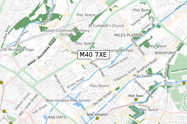 M40 7XE map - small scale - OS Open Zoomstack (Ordnance Survey)