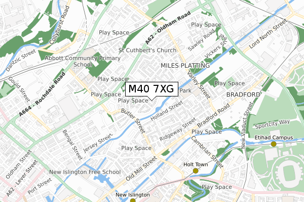 M40 7XG map - small scale - OS Open Zoomstack (Ordnance Survey)