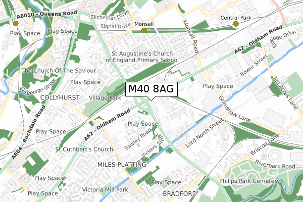 M40 8AG map - small scale - OS Open Zoomstack (Ordnance Survey)