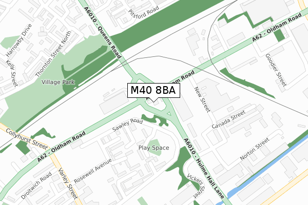 M40 8BA map - large scale - OS Open Zoomstack (Ordnance Survey)