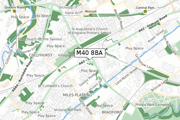 M40 8BA map - small scale - OS Open Zoomstack (Ordnance Survey)