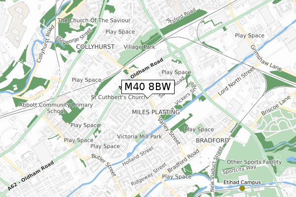 M40 8BW map - small scale - OS Open Zoomstack (Ordnance Survey)