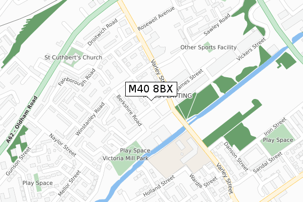 M40 8BX map - large scale - OS Open Zoomstack (Ordnance Survey)